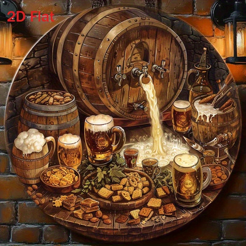 Home Bar Accessories - 1Pc Round 2D Flat Aluminum Sign