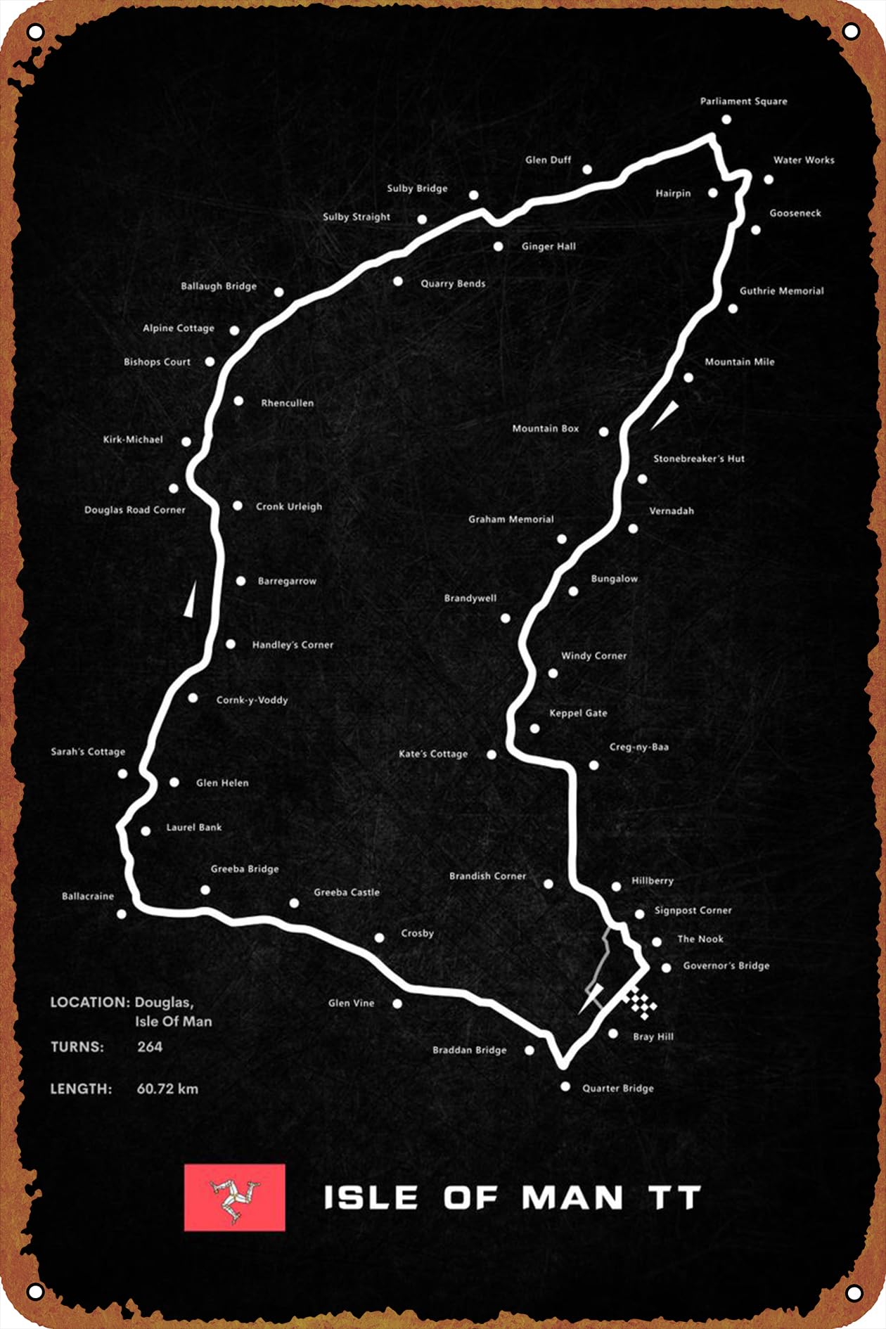 Home Bar Accessories - Isle of Man Circuit Poster Metal